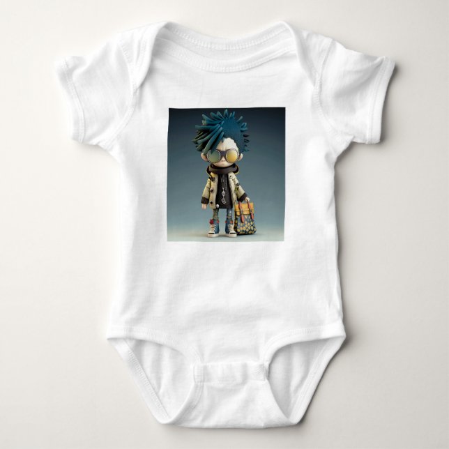 T - Shirt Bodysuit mit Whimsical Cartoon Animation (Vorderseite)
