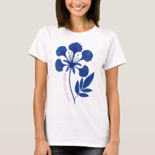 T-Shirt Botanische Blume Indigo PERSONALISIERBAR