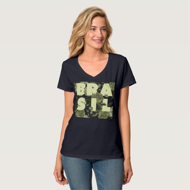 T-shirt Brasil em Flores (Vorderseite Vollansicht)