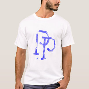 T-Shirt Buchstaben P Logo Design (Blau)
