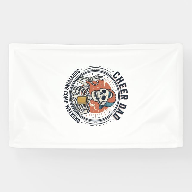 T-Shirt Cheer Dad Surviving Comp Wochenende Skelet Banner (Horizontal)