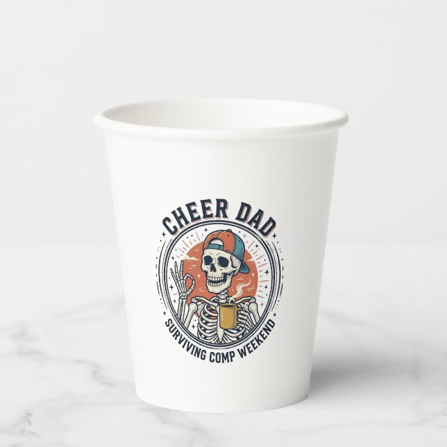 T-Shirt Cheer Dad Surviving Comp Wochenende Skelet Pappbecher (Vorderseite)
