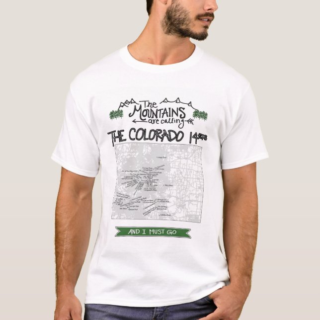 T - Shirt Colorados 14ers Fourteeners - die Berge (Vorderseite)