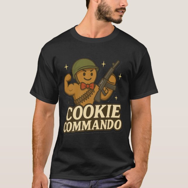 T-Shirt Cookie Commando – Bowtie Muscle Edition (Vorderseite)