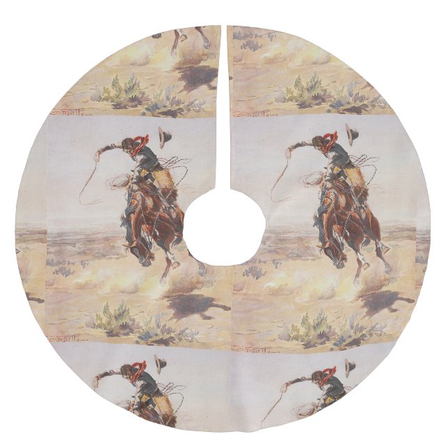 T-SHIRT Cowboy-Leben Polyester Weihnachtsbaumdecke (Vorderseite)