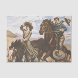 T-SHIRT Cowgirl-alte Schule Seidenpapier