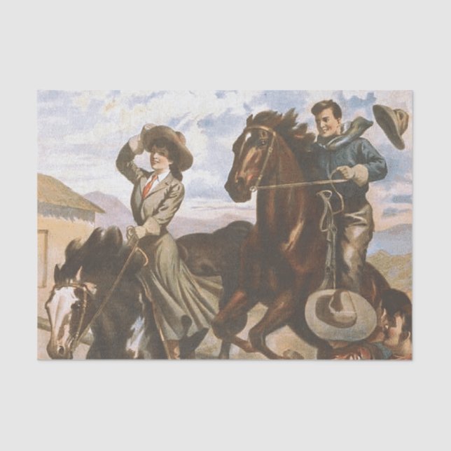 T-SHIRT Cowgirl-alte Schule Seidenpapier (Vorderseite)