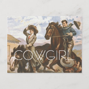 T-Shirt Cowgirl Old School Postkarte