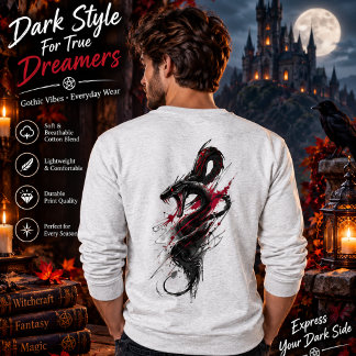 T-Shirt 'Dark Dragon Horror' – Gothic Rot & Schwar Sweatshirt