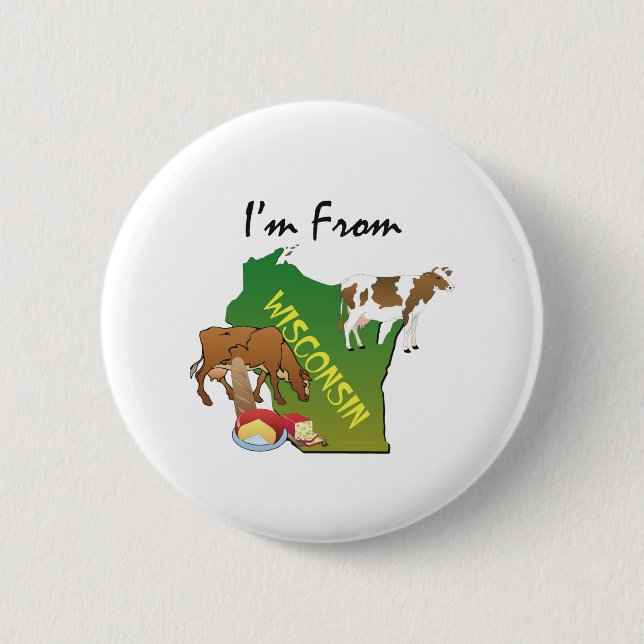 T-SHIRT, das ich aus Wisconsin bin Button (Vorderseite)