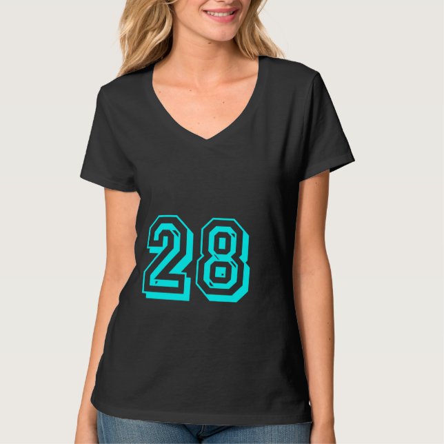 T - Shirt der Aqua-Zahl-28 (Vorderseite)