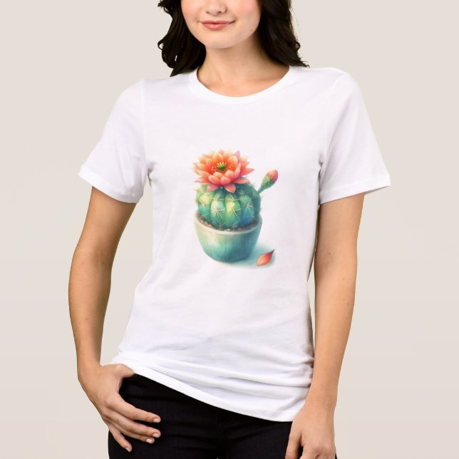 T-Shirt der blühenden Kaktus - Lebhaftes Blumensuk Tri-Blend Shirt (Vorderseite)
