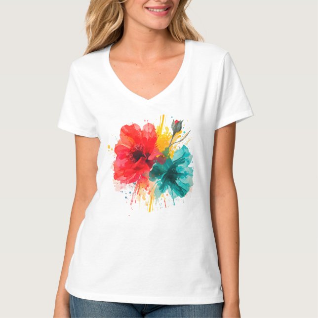 T - Shirt der farbenfrohen Blüte - (Vorderseite)