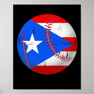 T - Shirt der Flagge Puerto Rico Baseball Poster