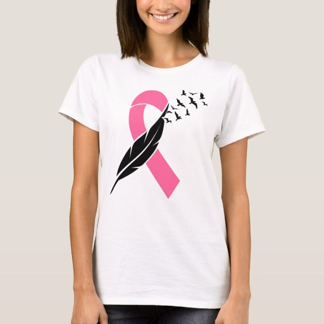 T - Shirt der Frau, der Feder und der Vögel (Vorderseite)