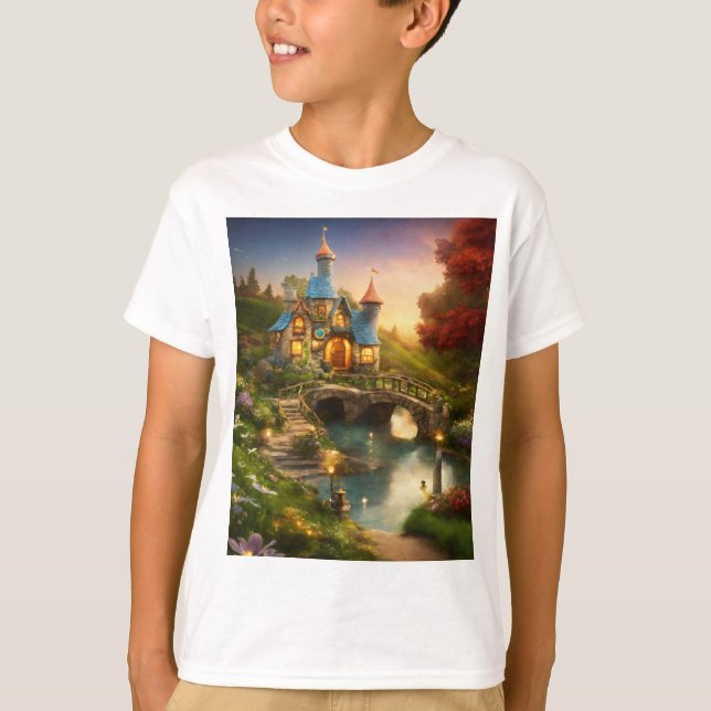 T - Shirt der gedruckten Kinder auf der Burg (Vorderseite)