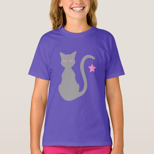 T - Shirt der grauen Katze (Kind) (Vorderseite)