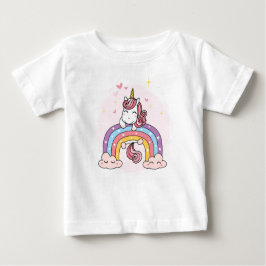 T - SHIRT DER KINDER: UNICORN AUF EINEM RAINBODEN