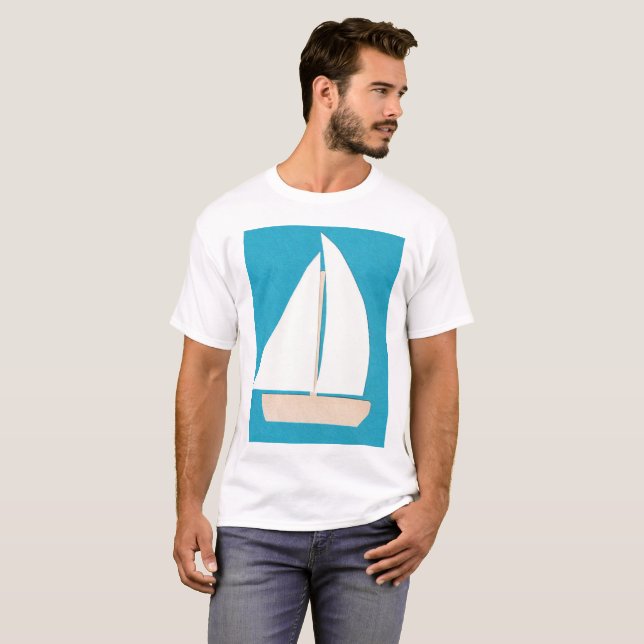 T - Shirt der Männer mit White Sailboat (Vorne ganz)