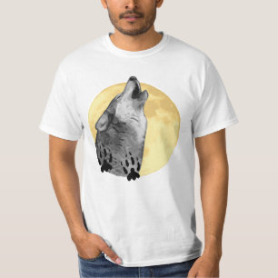 T - Shirt der Männer, Wildtiere, Wolf, heulend auf