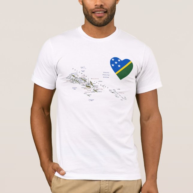 T - Shirt der Salomonen Flag Herz und Karte (Vorderseite)