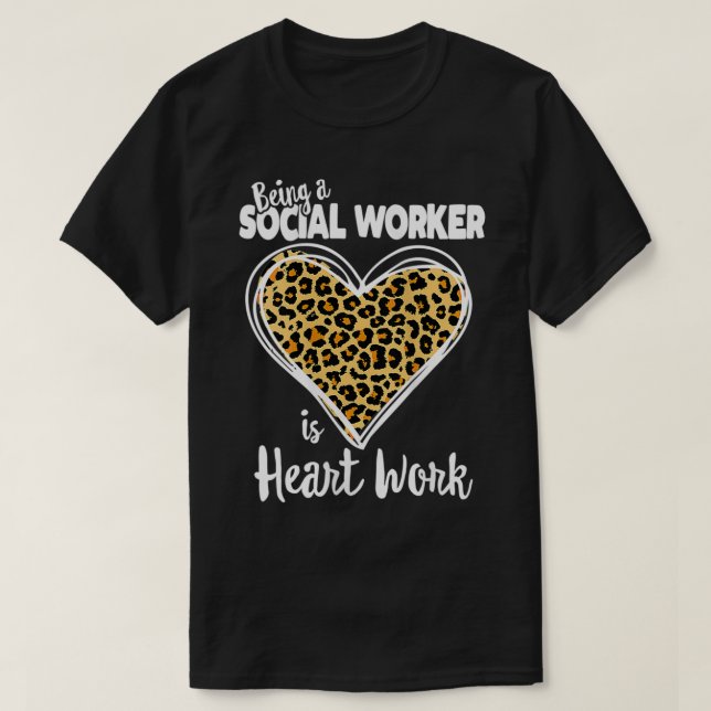 T-Shirt der Sozialarbeiter Niedlich Leopard Karier (Design vorne)