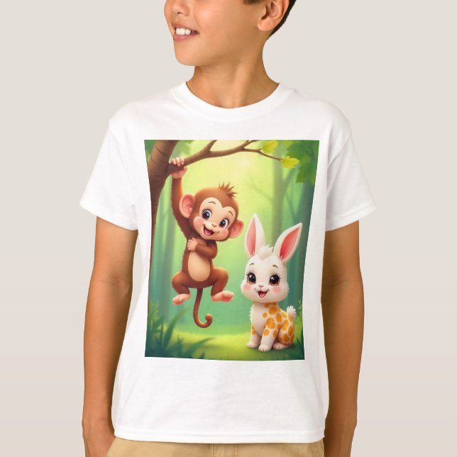 T - Shirt der spielerischen Affen (Vorderseite)