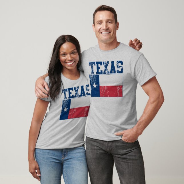 T - Shirt der Staatsflagge in Texas (beschädigt) (Unisex)