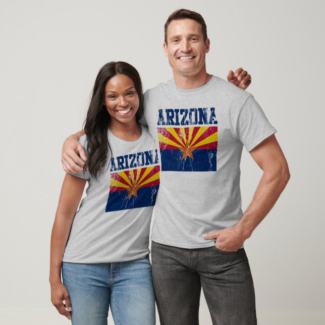 T - Shirt der Staatsflagge von Arizona (in Bedräng (Unisex)