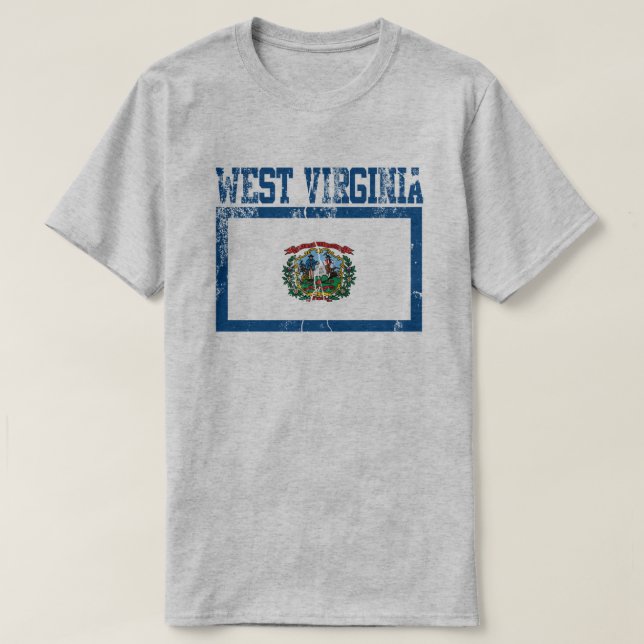 T - Shirt der Staatsflagge West Virginia (in Bedrä (Design vorne)