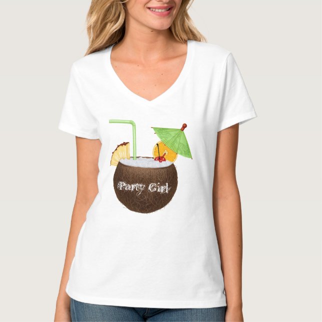 T - Shirt der V-Hals der Party-Mädchen-Frauen (Vorderseite)