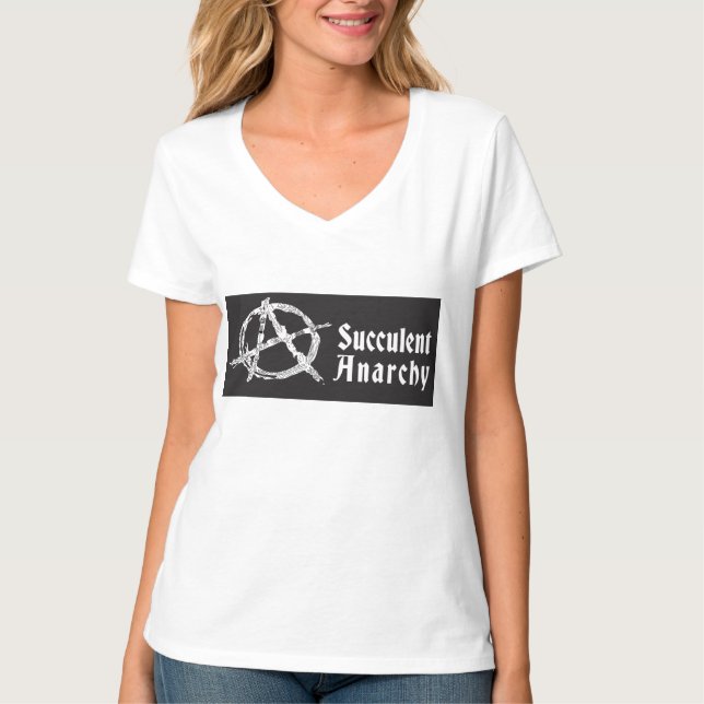 T - Shirt der V-Hals der saftigen Anarchie-Frauen (Vorderseite)