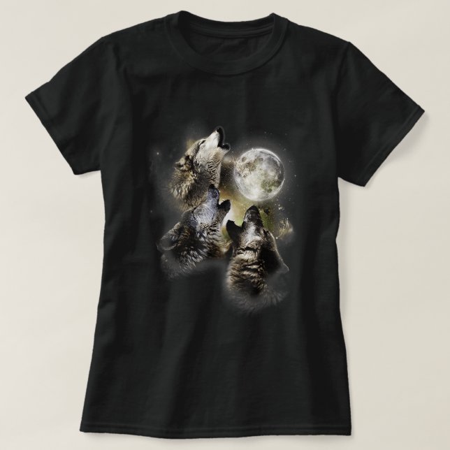 T - Shirt der Wölfe am Mond (Design vorne)