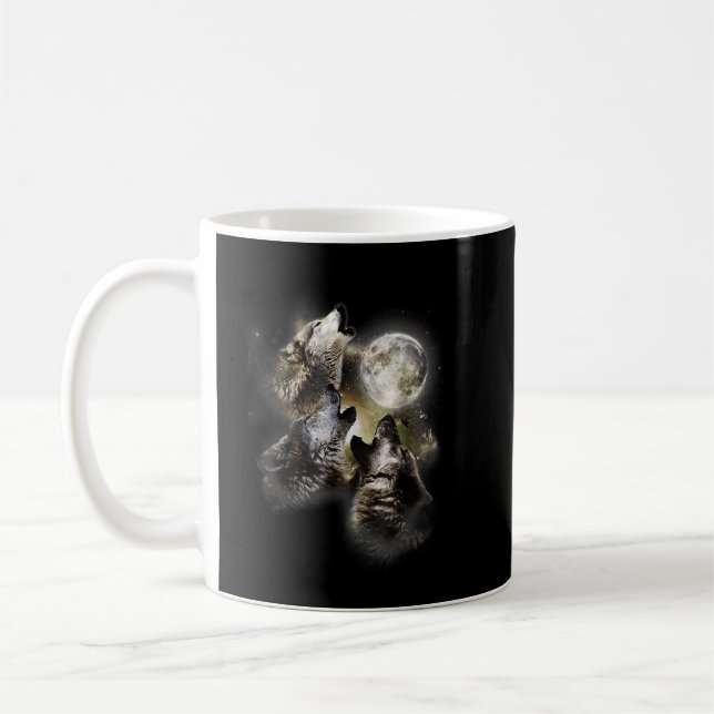 T - Shirt der Wölfe am Mond Kaffeetasse (Links)