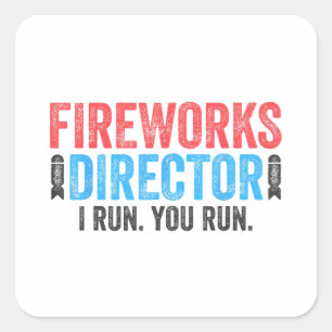 T - Shirt des Feuerwerksdirektors am 4. Juli Shirt Quadratischer Aufkleber
