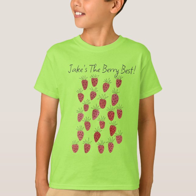T - Shirt des Quirky Strawberry Pattern Boy (Vorderseite)