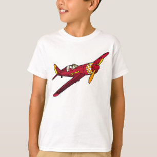 T - Shirt des rotes der Vintage Flugzeug-Kindes