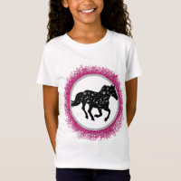 T - Shirt des Schwarzen und Weißen Kosmischen Pfer