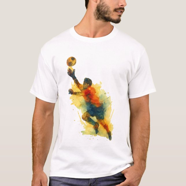 T-Shirt des Torhüters - Wasserfarbenspiel Fußball  (Vorderseite)