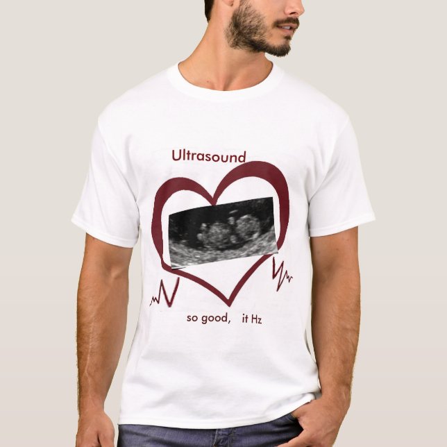 T-Shirt des Ultraschalls Hz und des Herzens. für (Vorderseite)