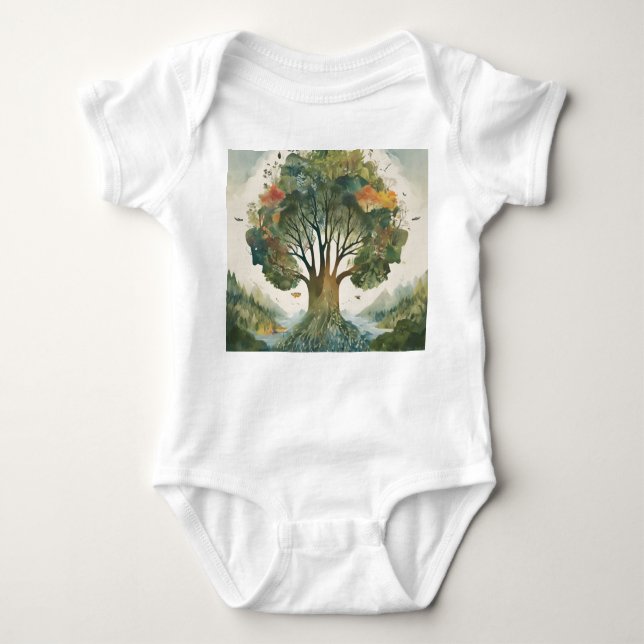 T-Shirt des verzauberten Waldbaums Baby Strampler (Vorderseite)