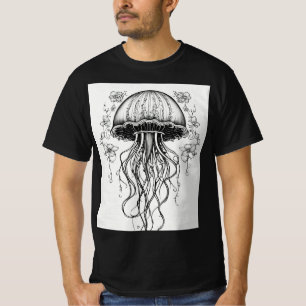 T - Shirt-Design für Quallen auf hellschwarzem Pap T-Shirt