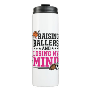 T-Shirt-Design für Sportmütter, die Baller großzie Thermosbecher