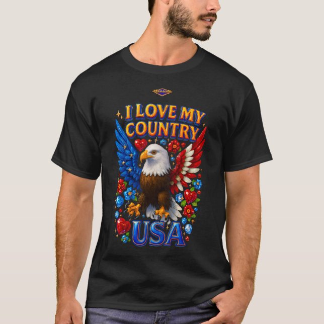 T-Shirt Design: I Love My Country - USA (Vorderseite)