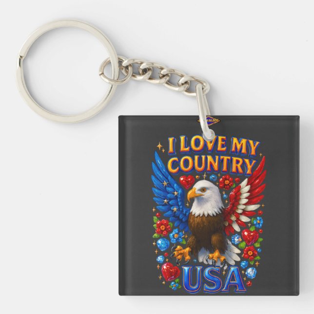 T-Shirt Design: I Love My Country - USA Schlüsselanhänger (Vorderseite)
