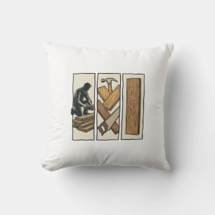 T-Shirt-Design mit Gravur von alten Holzwerkzeugen Kissen