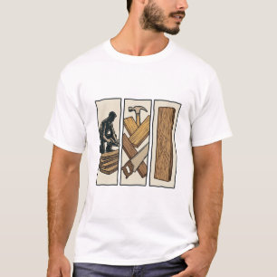 T-Shirt-Design mit Gravur von Vintage-Holzwerkzeug T-Shirt