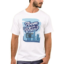 T-Shirt-Design mit Zoom und Stadtbild im Retro-Kam
