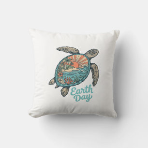 T-Shirt-Design zum Tag der Erde mit Vintage-Gravur Kissen