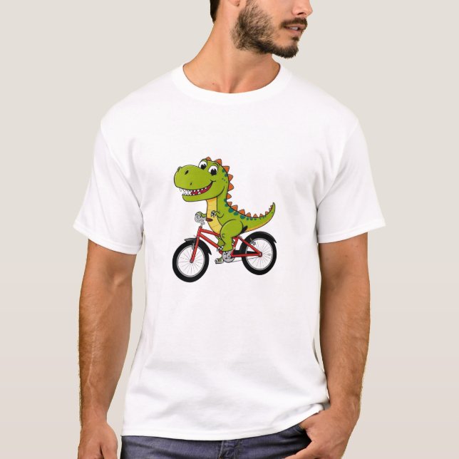 T - Shirt Dinosaurier Fahrrad (Vorderseite)